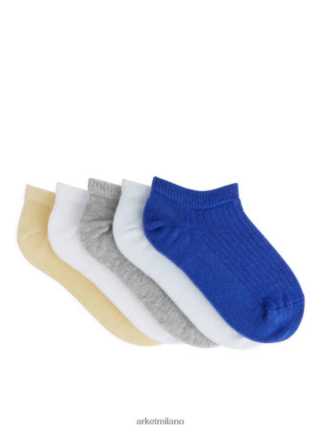 vestiario esso ARKET bambini calzini da ginnastica, 5 paia bianco/grigio/giallo/blu 6F0F6L1600