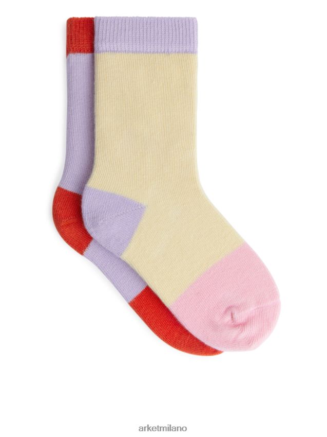 vestiario esso ARKET bambini calzini di cotone lilla/giallo pallido 6F0F6L1605