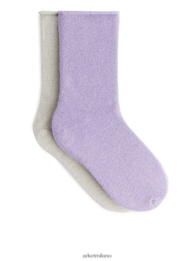 vestiario esso ARKET bambini calzini glitterati, 2 paia lilla/argento 6F0F6L1594