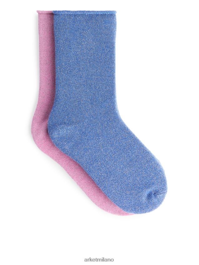 vestiario esso ARKET bambini calzini glitterati, 2 paia rosa/blu 6F0F6L1593