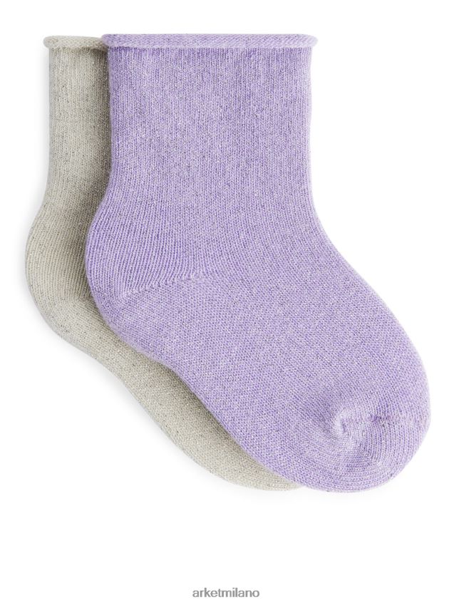 vestiario esso ARKET bambini calzini glitterati per bambini, 2 paia viola/argento 6F0F6L1780