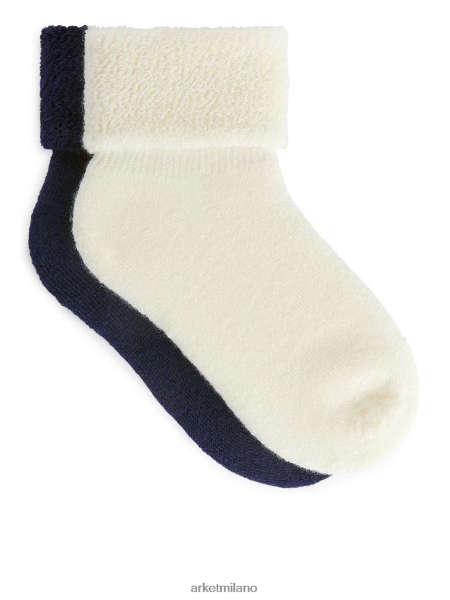 vestiario esso ARKET bambini calzini in spugna di lana bianco sporco/grigio 6F0F6L1607