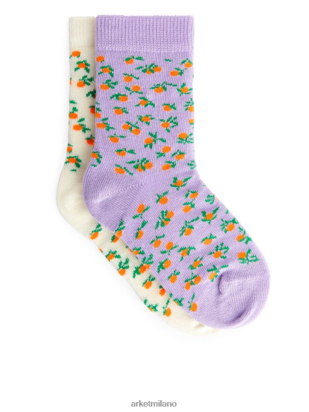 vestiario esso ARKET bambini calzini jacquard, 2 paia lilla/bianco 6F0F6L1601