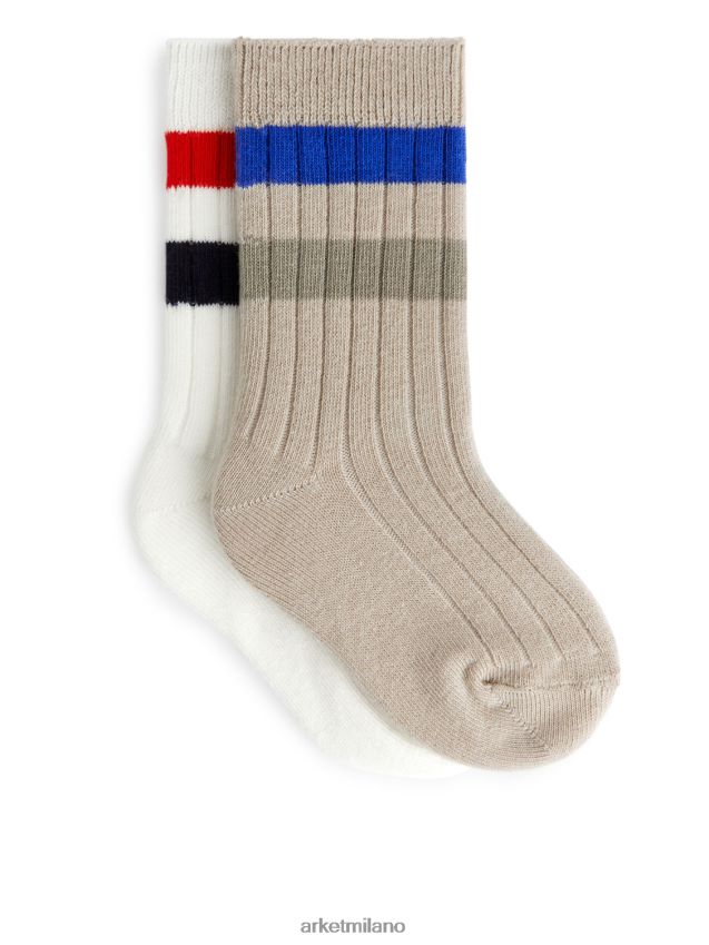 vestiario esso ARKET bambini calzini per bambini a coste bianco/beige 6F0F6L1782