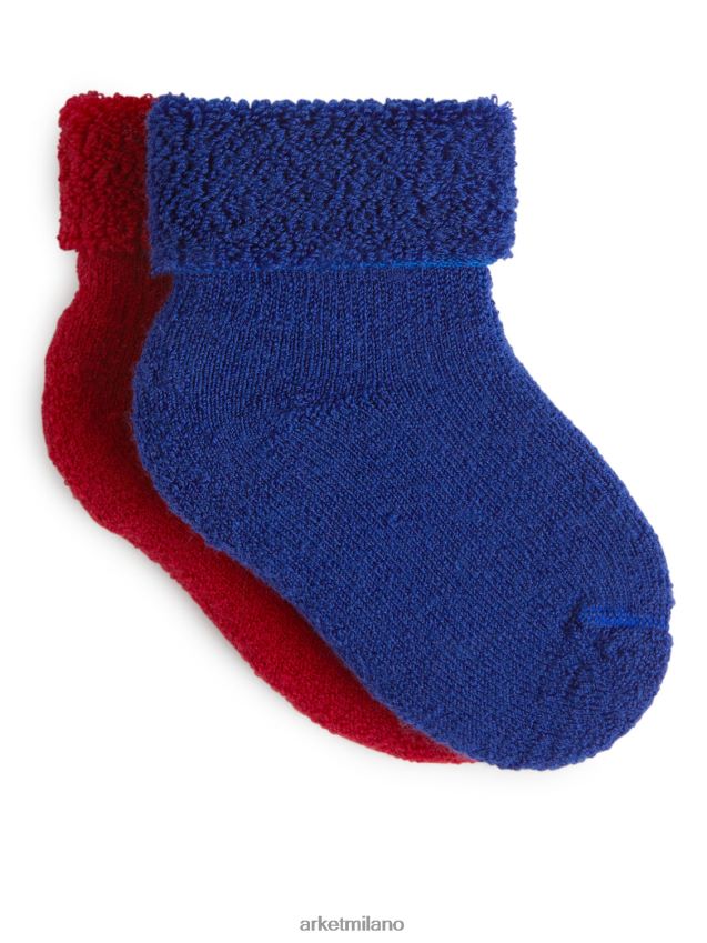vestiario esso ARKET bambini calzini per neonati in spugna di lana, 2 paia Rosso & blu 6F0F6L1785