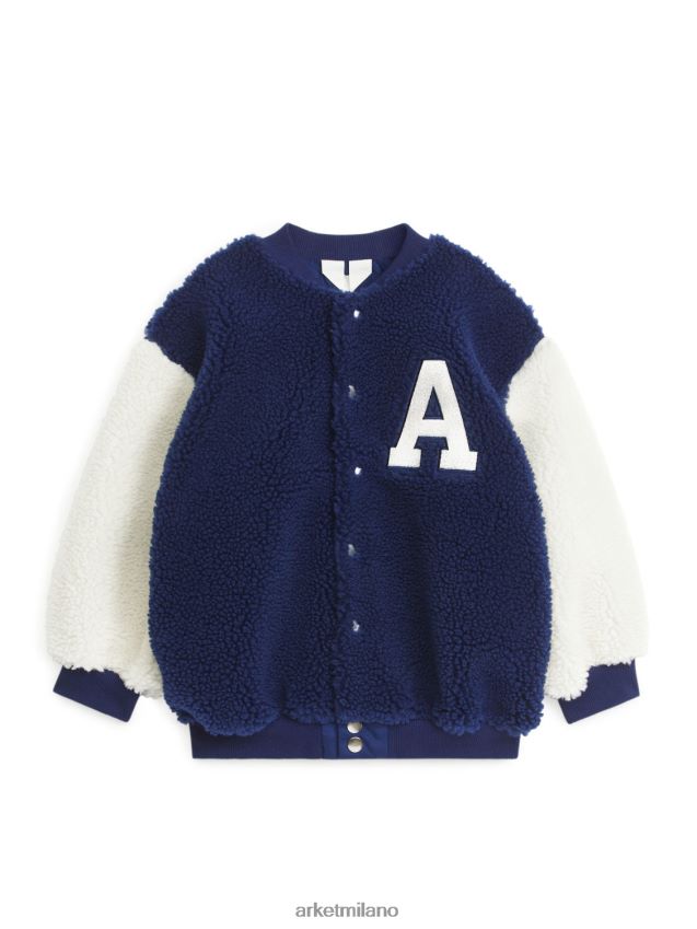 vestiario esso ARKET bambini giacca college in pile oversize blu bianco 6F0F6L1677
