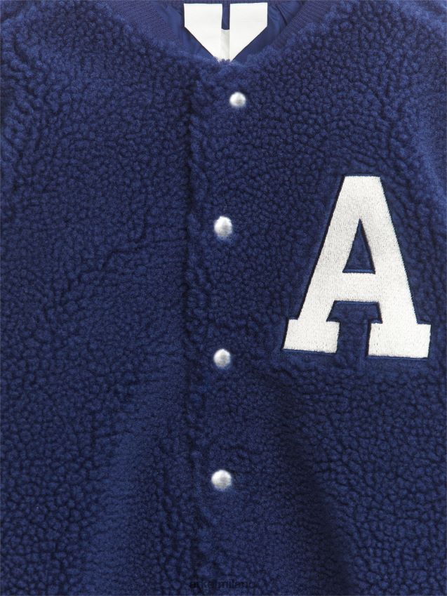 vestiario esso ARKET bambini giacca college in pile oversize blu bianco 6F0F6L1677