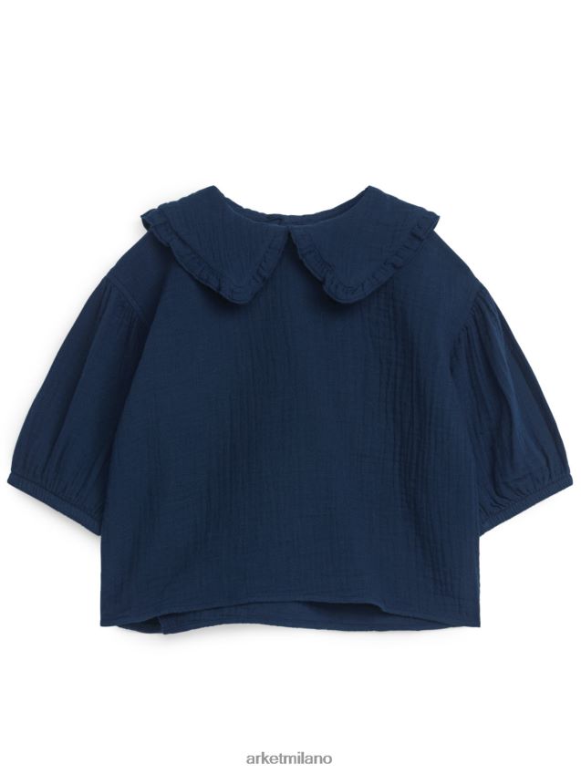 vestiario esso ARKET bambini Blusa di garza con colletto a balze blu scuro 6F0F6L1431