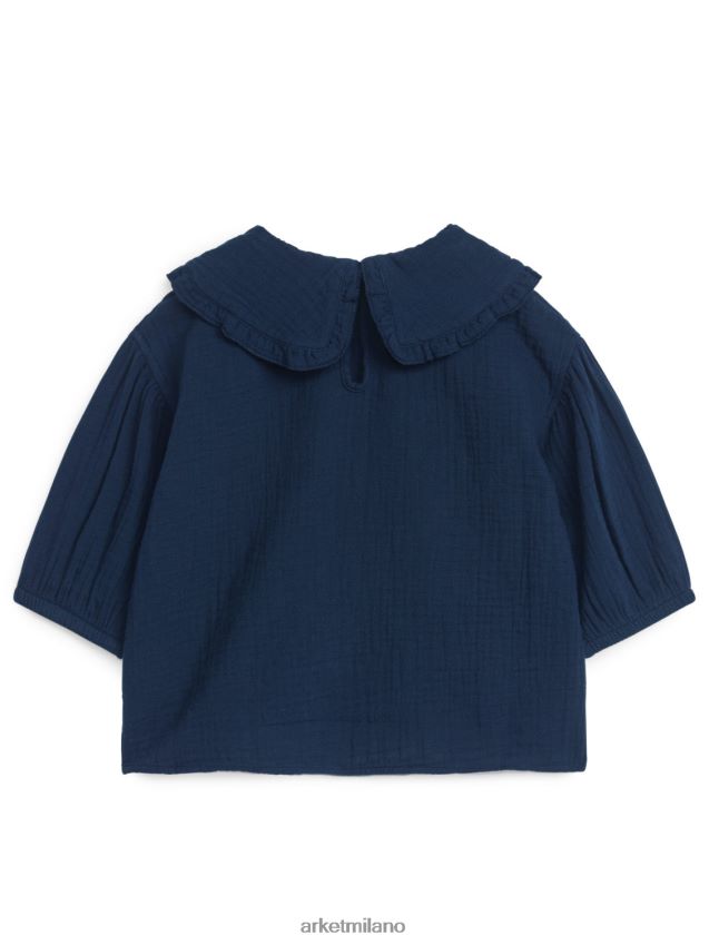 vestiario esso ARKET bambini Blusa di garza con colletto a balze blu scuro 6F0F6L1431