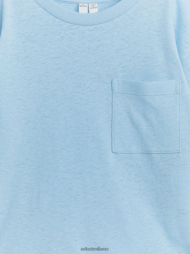 vestiario esso ARKET bambini T-shirt a maniche lunghe in misto lino azzurro 6F0F6L1491