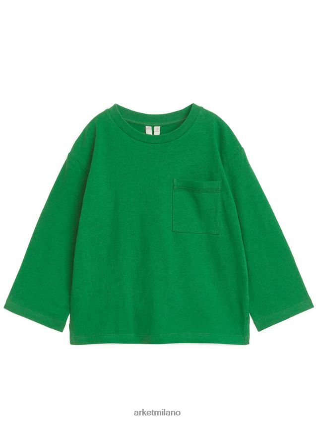 vestiario esso ARKET bambini T-shirt a maniche lunghe in misto lino verde 6F0F6L1526