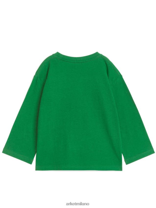 vestiario esso ARKET bambini T-shirt a maniche lunghe in misto lino verde 6F0F6L1526