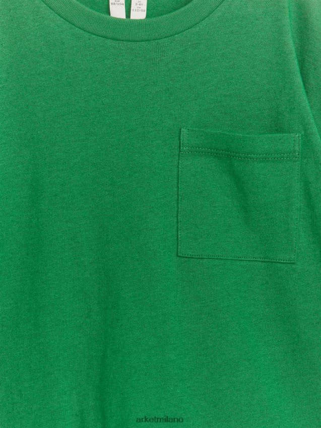 vestiario esso ARKET bambini T-shirt a maniche lunghe in misto lino verde 6F0F6L1526