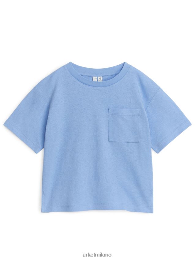 vestiario esso ARKET bambini T-shirt in misto lino dalla vestibilità ampia azzurro 6F0F6L1481
