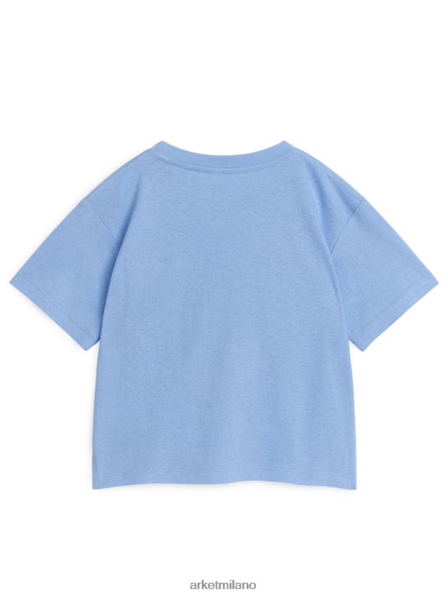 vestiario esso ARKET bambini T-shirt in misto lino dalla vestibilità ampia azzurro 6F0F6L1481