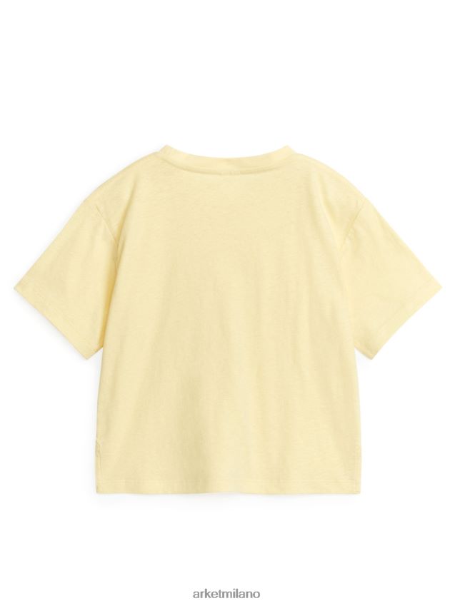 vestiario esso ARKET bambini T-shirt in misto lino dalla vestibilità ampia giallo polveroso 6F0F6L1479