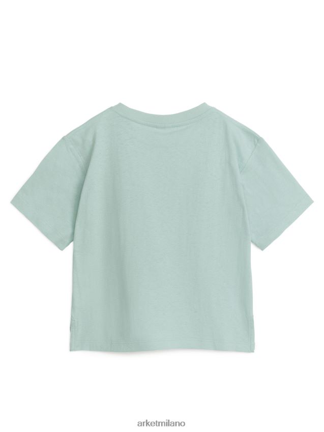 vestiario esso ARKET bambini T-shirt in misto lino dalla vestibilità ampia menta verde 6F0F6L1461