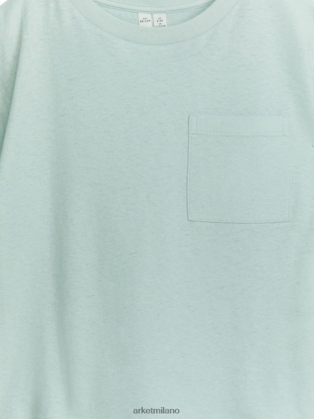 vestiario esso ARKET bambini T-shirt in misto lino dalla vestibilità ampia menta verde 6F0F6L1461