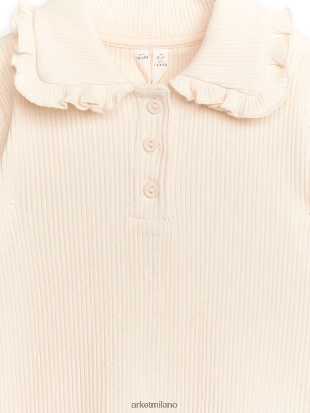 vestiario esso ARKET bambini Top in jersey a coste con colletto a balza beige 6F0F6L1466