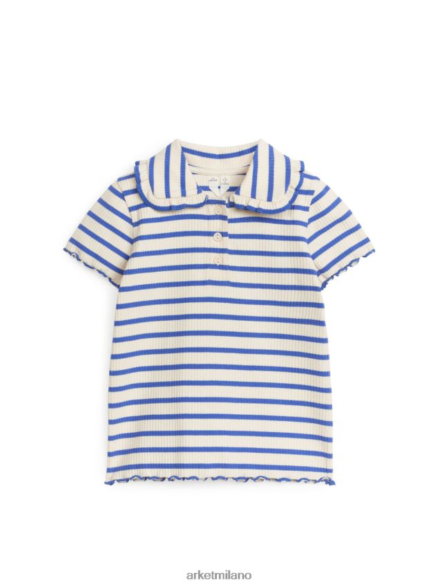 vestiario esso ARKET bambini Top in jersey a coste con colletto a balza blu/strisce 6F0F6L1467