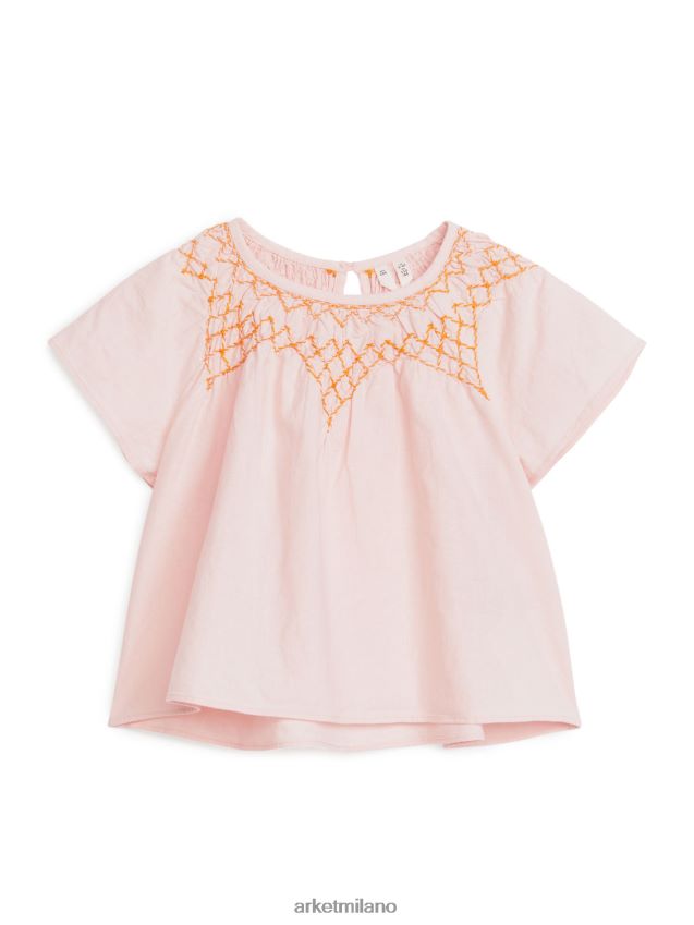 vestiario esso ARKET bambini camicetta di lino ricamata rosa 6F0F6L1447