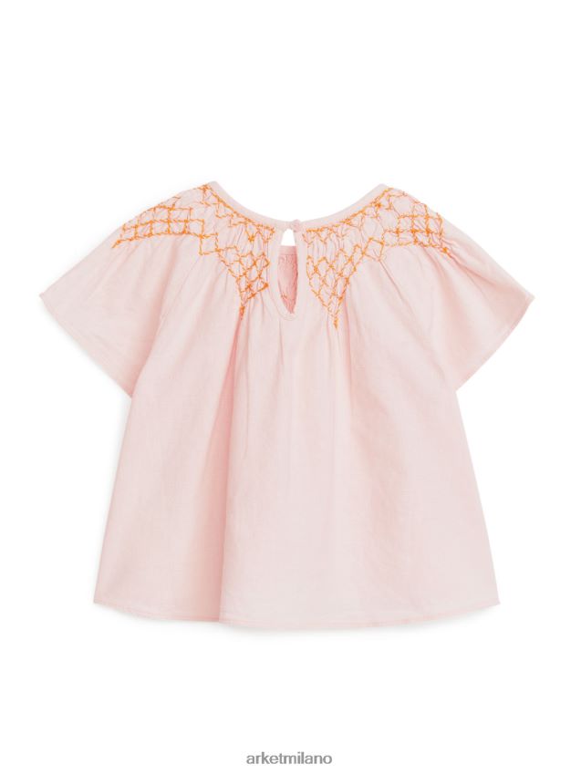 vestiario esso ARKET bambini camicetta di lino ricamata rosa 6F0F6L1447