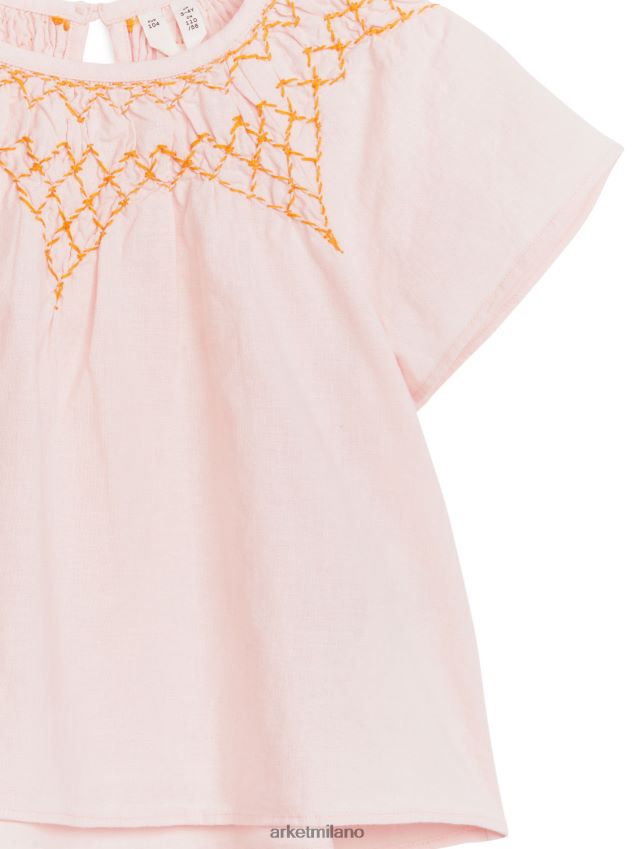 vestiario esso ARKET bambini camicetta di lino ricamata rosa 6F0F6L1447