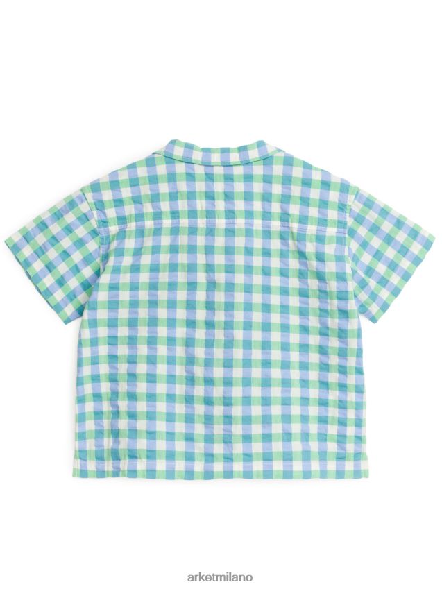 vestiario esso ARKET bambini camicia a maniche corte blu/verde/quadretto 6F0F6L1468