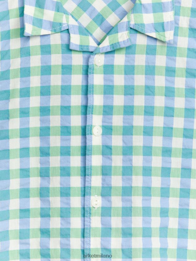 vestiario esso ARKET bambini camicia a maniche corte blu/verde/quadretto 6F0F6L1468