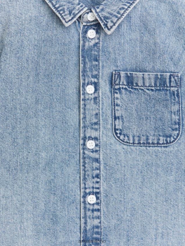 vestiario esso ARKET bambini camicia di jeans a maniche corte blu polveroso 6F0F6L1495