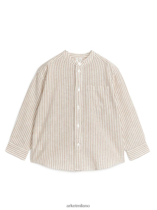 vestiario esso ARKET bambini camicia di lino Henley beige/bianco sporco 6F0F6L1473