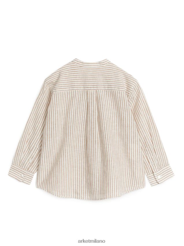 vestiario esso ARKET bambini camicia di lino Henley beige/bianco sporco 6F0F6L1473
