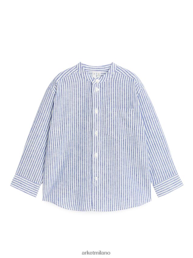 vestiario esso ARKET bambini camicia di lino Henley blu/strisce 6F0F6L1484