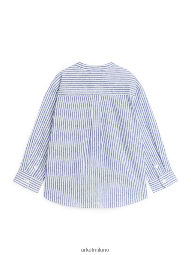 vestiario esso ARKET bambini camicia di lino Henley blu/strisce 6F0F6L1484