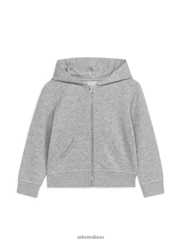 vestiario esso ARKET bambini felpa con cappuccio con cerniera grigio melange 6F0F6L1528