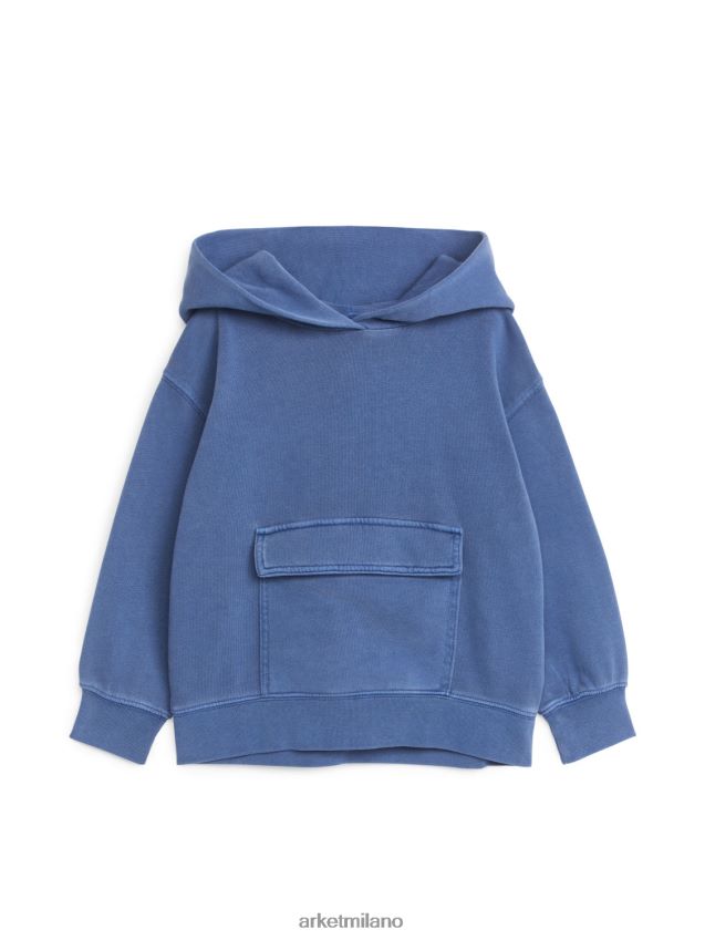 vestiario esso ARKET bambini felpa con cappuccio con tasca frontale blu lavato 6F0F6L1432