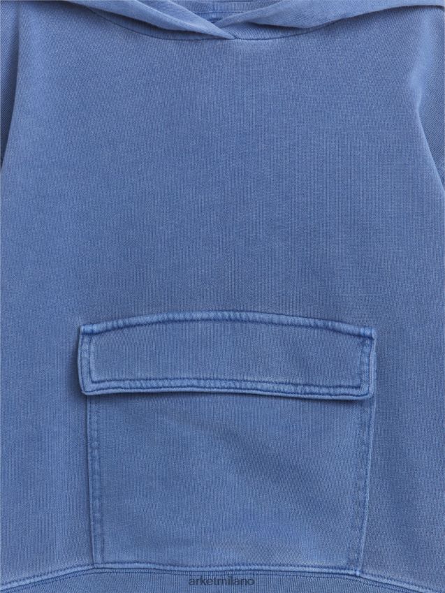vestiario esso ARKET bambini felpa con cappuccio con tasca frontale blu lavato 6F0F6L1432