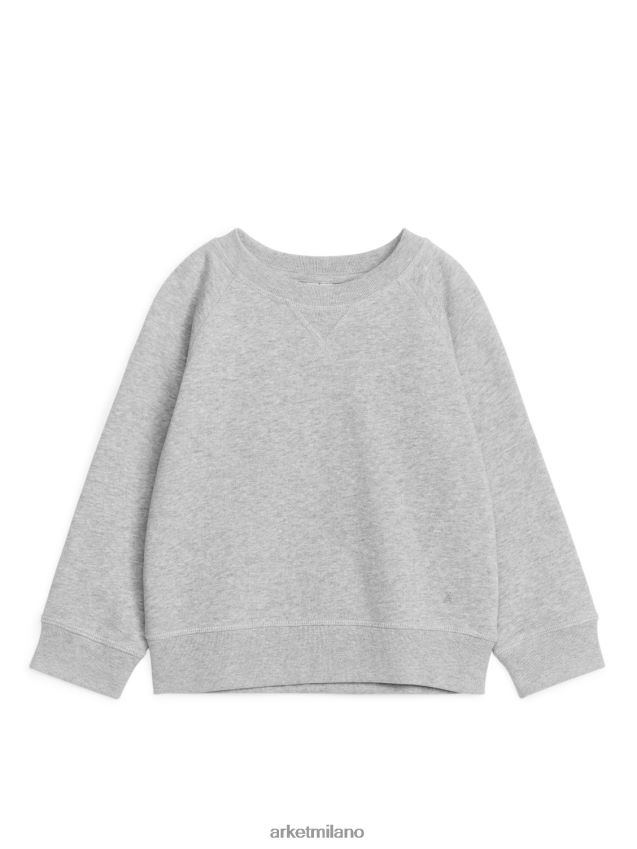 vestiario esso ARKET bambini felpa in cotone grigio melange 6F0F6L1444