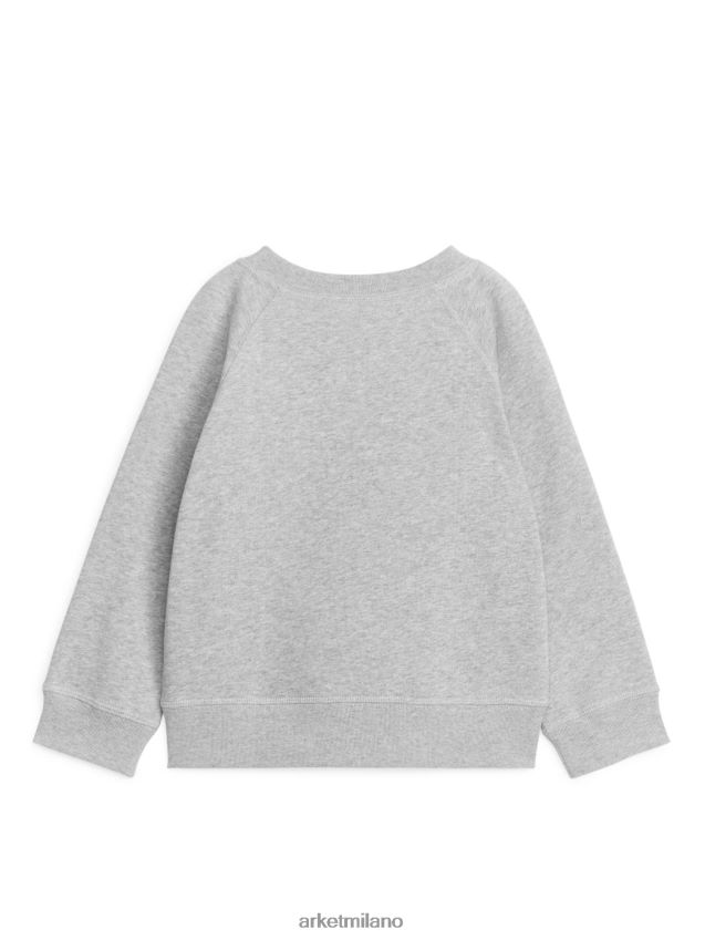 vestiario esso ARKET bambini felpa in cotone grigio melange 6F0F6L1444
