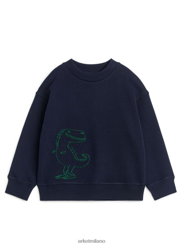 vestiario esso ARKET bambini felpa ricamata blu verde 6F0F6L1503