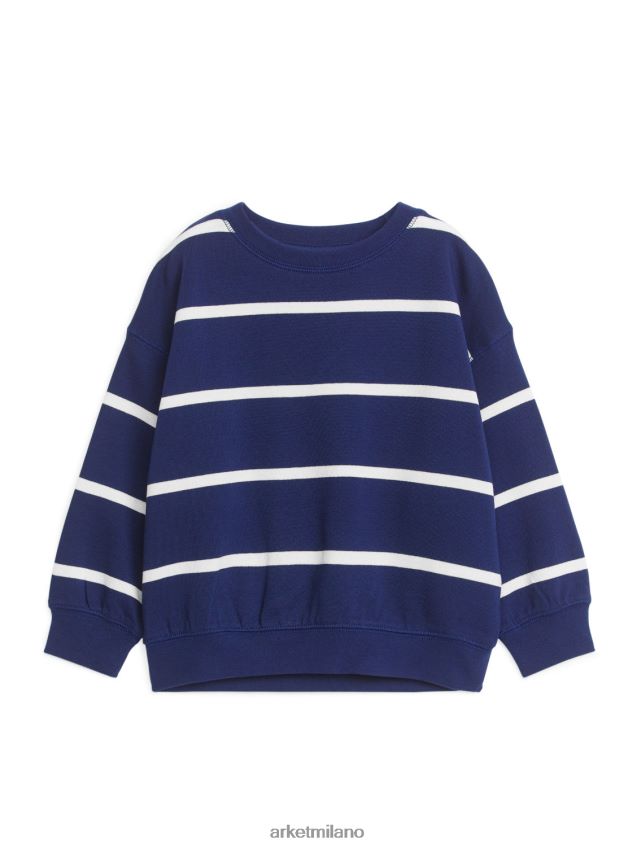 vestiario esso ARKET bambini felpa rilassata blu scuro/bianco sporco 6F0F6L1516