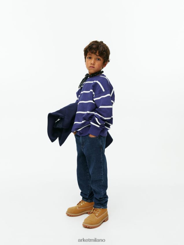 vestiario esso ARKET bambini felpa rilassata blu scuro/bianco sporco 6F0F6L1516