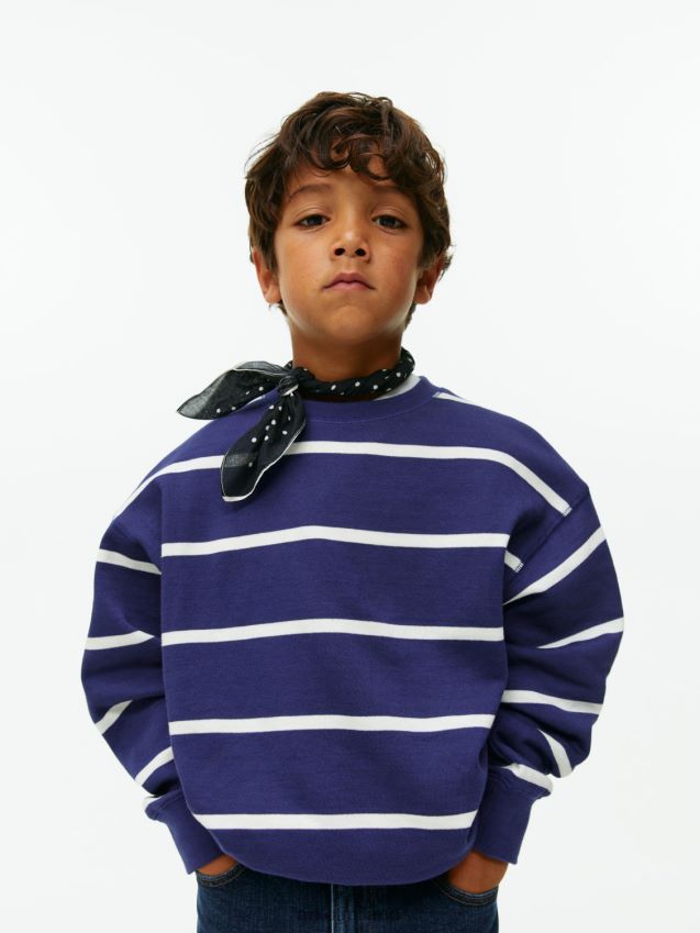 vestiario esso ARKET bambini felpa rilassata blu scuro/bianco sporco 6F0F6L1516