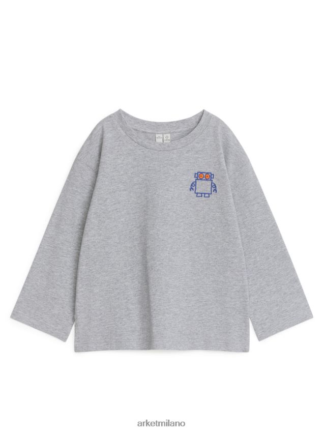 vestiario esso ARKET bambini maglietta a maniche lunghe grigio melange/robot 6F0F6L1485