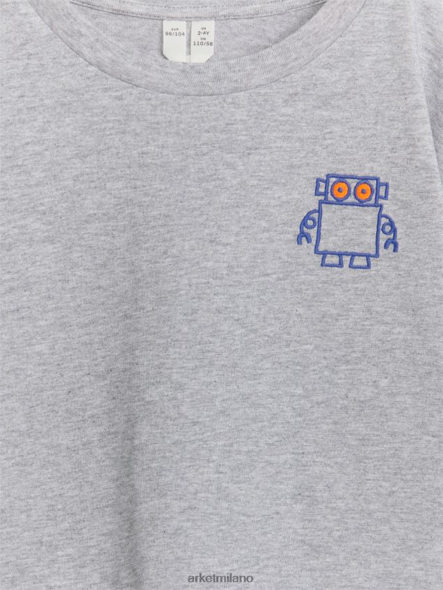 vestiario esso ARKET bambini maglietta a maniche lunghe grigio melange/robot 6F0F6L1485
