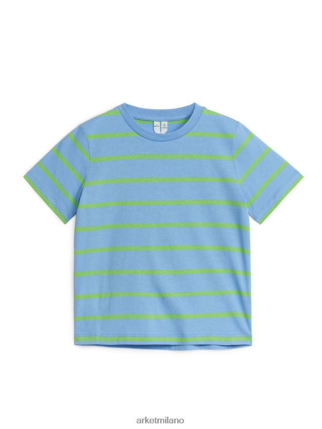 vestiario esso ARKET bambini maglietta a righe blu/verde neon 6F0F6L1474