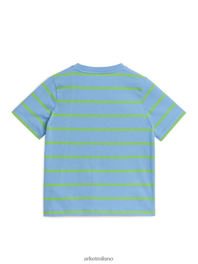 vestiario esso ARKET bambini maglietta a righe blu/verde neon 6F0F6L1474