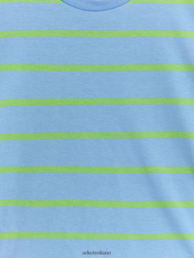 vestiario esso ARKET bambini maglietta a righe blu/verde neon 6F0F6L1474