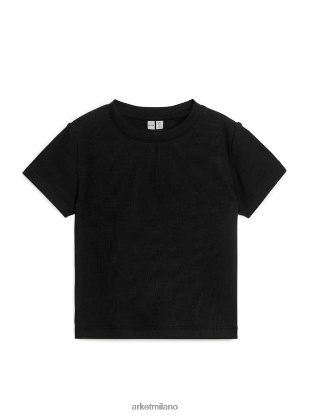 vestiario esso ARKET bambini maglietta aderente a coste nero sporco 6F0F6L1486