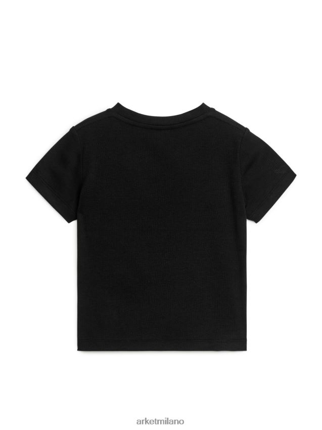 vestiario esso ARKET bambini maglietta aderente a coste nero sporco 6F0F6L1486